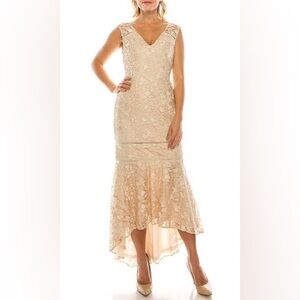 Adrianna Papell Cream High Low Lace Dress